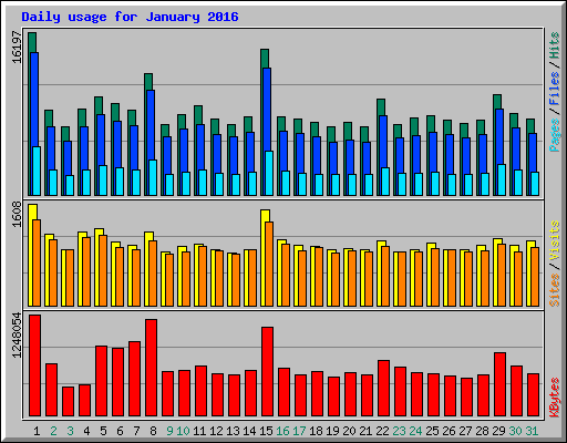 Daily usage for January 2016