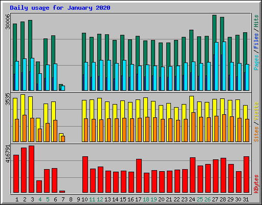 Daily usage for January 2020